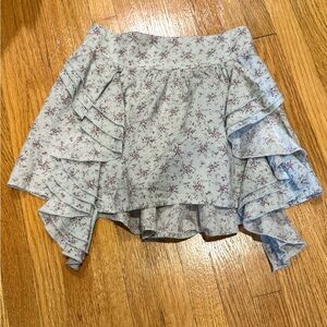 Floral Asymmetrical Ruffle Skirt